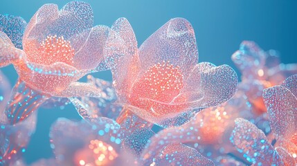 Naklejka premium Abstract Flower with Water Droplets and Bokeh Background