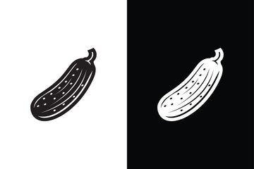 Cucumber Icon With Black and White Background.