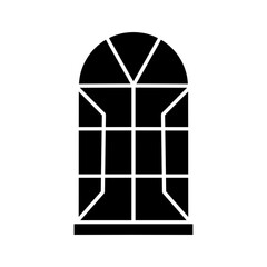 black arched window isolated on white. Vector icon