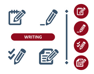 Writing Icons. Write, Pencil, Notepad, Note Pad, Taking Notes Icon