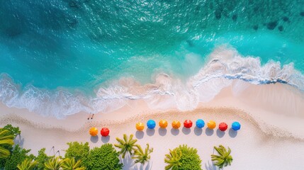 Top Down View of Idyllic Tropical Beach