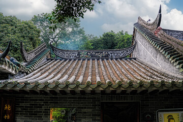 Guangzhou city, Guangdong, China. Three Origins daoist temple (Sanyuangong) is a celebrated sacred space and has a long history of 1600 years. Represents the characteristics of Lingnan style