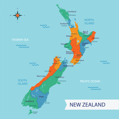 hand drawn new Zealand map
