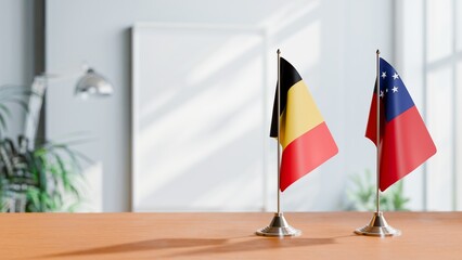 FLAGS OF CHAD AND SAMOA ON TABLE