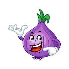 A cartoon onion with a happy expression, perfect for healthy eating campaigns and children's illustrations.
