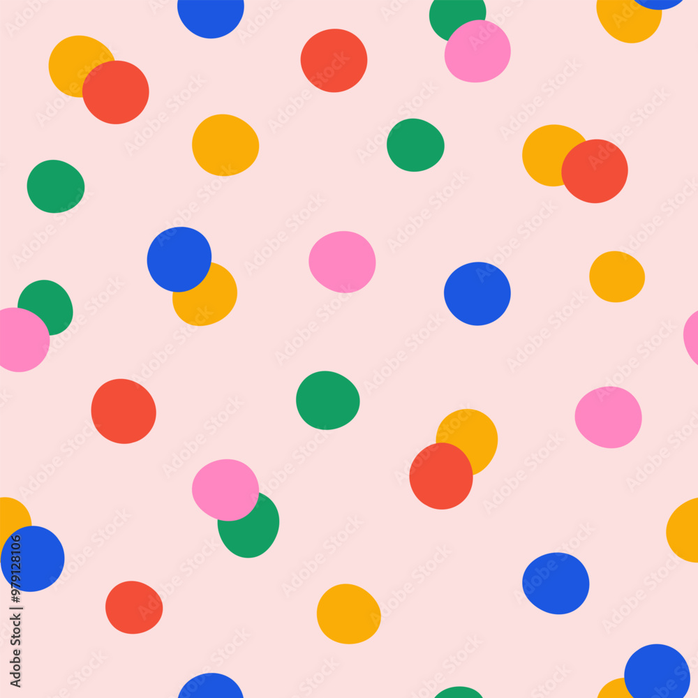 Poster seamless pattern with abstract colorful small polka dots on a light background. vector illustration