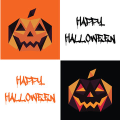 Geometric Pumpkin and Horror Text Creative Halloween Design