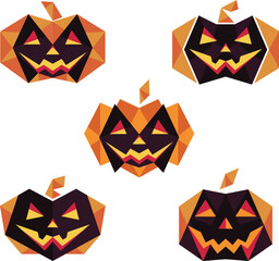 Geometric Halloween Pumpkins with a Touch of Horror