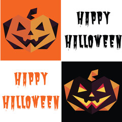 Geometric Pumpkin Halloween Illustration and Spooky Text