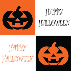 Happy Halloween Text with Horror Stylized Pumpkin