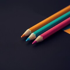 Obraz premium A Clash of Colors: The Close-Up of Opposite Colors, The Cinematic Concept of Contrast, Colored pencils, close-up, oblique view, flat layout