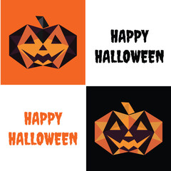 Horror Happy Halloween Text with Cool Geometric Pumpkins