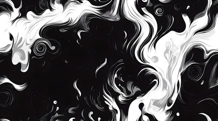 Mesmerizing Monochrome Flame Motif with Captivating Curling Tendrils and Fluid Movements
