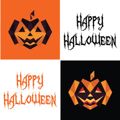 Geometric Halloween Pumpkins with Creepy Text