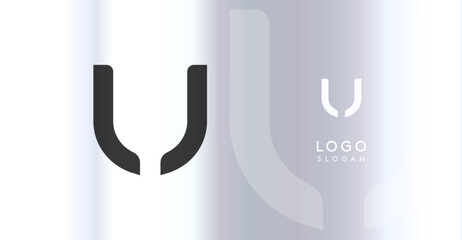 Bold futuristic logo monogram, sleek minimalistic letter U for innovative tech company, science bio lab, sport label, futuristic and cosmic inspired designs. Vector illustration.