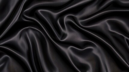 Obraz premium Black Satin Fabric Drape Texture Background
