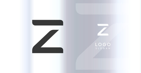 Bold futuristic logo monogram, sleek minimalistic letter Z for innovative tech company, science bio lab, sport label, futuristic and cosmic inspired designs. Vector illustration.