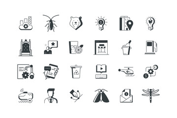 Bear, Business idea, Businessman, Chat, Cloud data, vector illustration, set of icons for web design