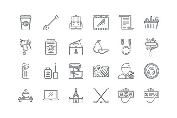 Certificate, Food, Glass, Hairstyle, Hand, Hand, vector illustration, set of icons for web design