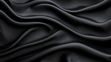 Obraz premium Black Leather Texture Background Fabric Smooth Wrinkled Abstract Luxury Elegant De