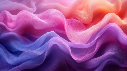 Obraz premium Knitted Fabric Background with Purple Pink Crochet Volume Wave Pattern for Creative Projects and Designers