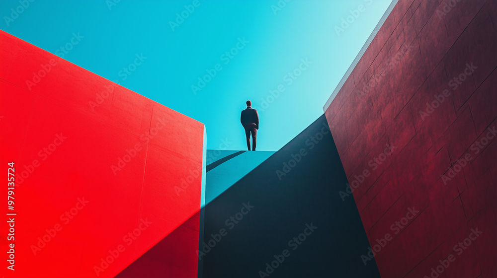 Canvas Prints minimalist photography of an anonymous character on a majestic minimalist architecture background, m