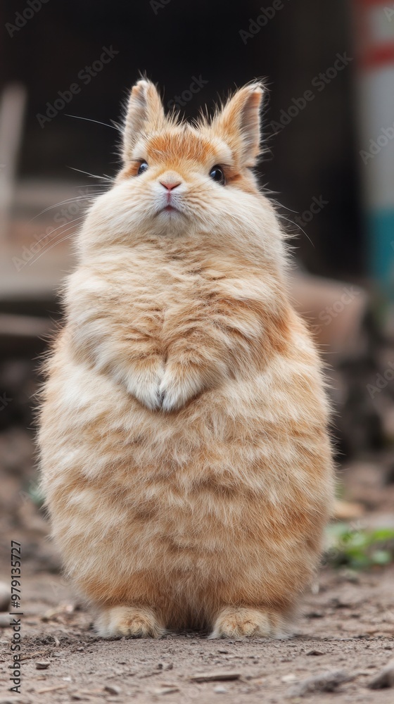 Canvas Prints A fluffy orange cat sitting on the ground