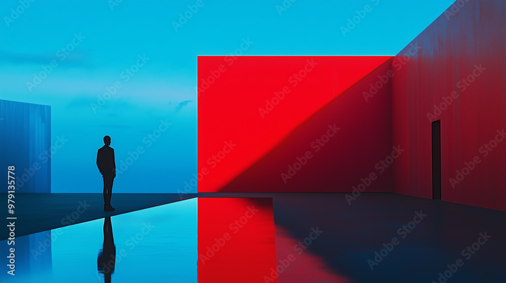 Canvas Prints minimalist photography of an anonymous character on a majestic minimalist architecture background, m