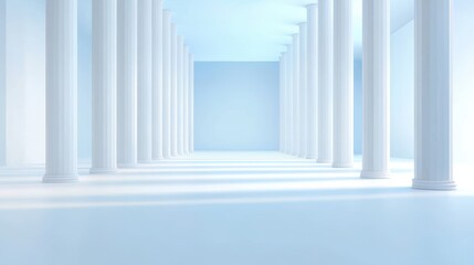 White Columns Corridor Interior Architecture Background