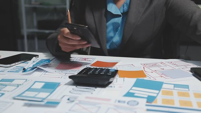 Designers drawing website ux app development. User experience concept.