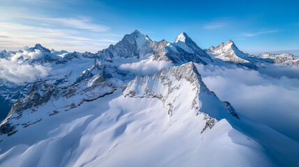 A stunning aerial perspective showcasing the picturesque landscape of Switzerland with mountains, lakes, and lush greenery under a clear sky.