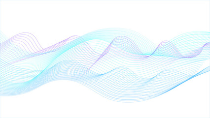 Fototapeta premium Abstract blue purple gradient flowing wave lines on white background. Abstract color wave design element. Futuristic technology style.