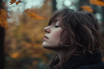 Naklejka premium Dark moody gloomy grey autumn photos, bad rainy days weather, Generative AI, melancholy