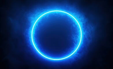 Fototapeta premium Glowing blue circle in smoke