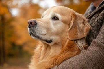 Obraz premium Amazing wonderful autumn season, people admiring golden fall colors outdoors, Generative AI