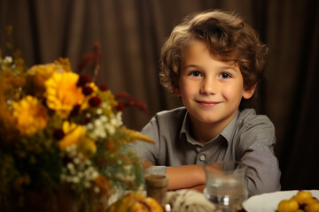 Thanksgiving autumn family feast holiday conceptual image Generative AI