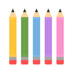 Colorful school pencil vector set design isolated on white background.