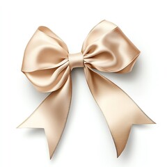 Naklejka premium A luxurious satin bow, perfectly tied ribbon, digital painting, gold, isolated on white background