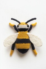 Crocheted Bee White Surface