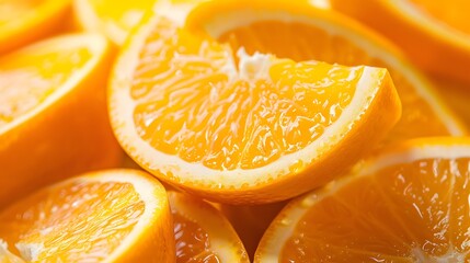 A close-up of fresh orange slices showcasing their vibrant color and juicy texture.