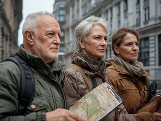 Fototapeta premium Explore the World with a Multi-Stop Guided Tour Plan Your Itinerary and Discover Unforgettable Experiences Travelers Enjoying a Guided Tour, Following Their Itinerary to Ensure They Visit All Planned