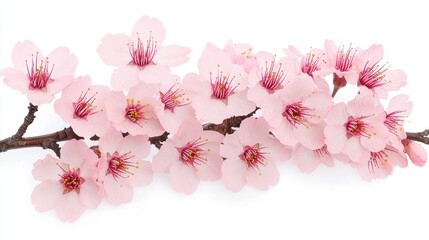 Naklejka premium Pink Almond Blossom Flowers Branch Isolated on White