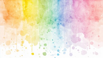 Fototapeta premium Abstract Watercolor Rainbow Background With Dripping Paint And Splashes