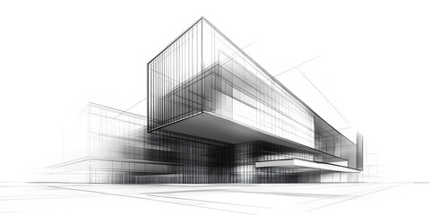 Sophisticated Wireframe Drawing of Live Abstract High Skyscrapers Exterior for Elite Architectural Design and Urban Planning