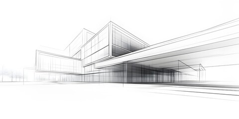 Creative Wireframe Drawing of Live Abstract High Skyscrapers Exterior for Advanced Architectural Design and Urban Visualization