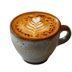 Cappuccino Coffee, Cafe Style Espresso Beverage in Mug isolated no background