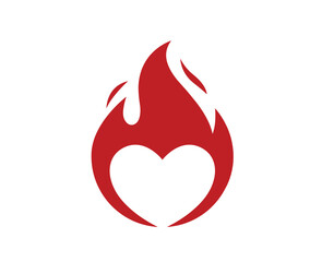 creative fire flame and heart love logo vector icon symbol