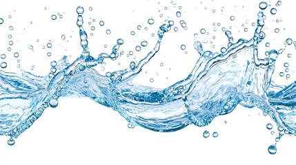 Water Splash with Air Bubbles Isolated on White Background