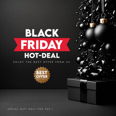Fototapeta premium Black friday november event sale discount offer promotion shopping advertisement advertising gift card gift box special discount price flier paper shop business gold present black friday background
