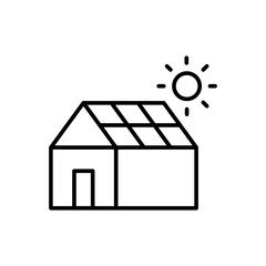 Solar house outline icons, minimalist vector illustration ,simple transparent graphic element .Isolated on white background